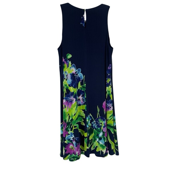 Lauren Ralph Lauren A-Line Shift Fit & Flare Dress Blue Floral Dark Romance - Picture 2 of 7